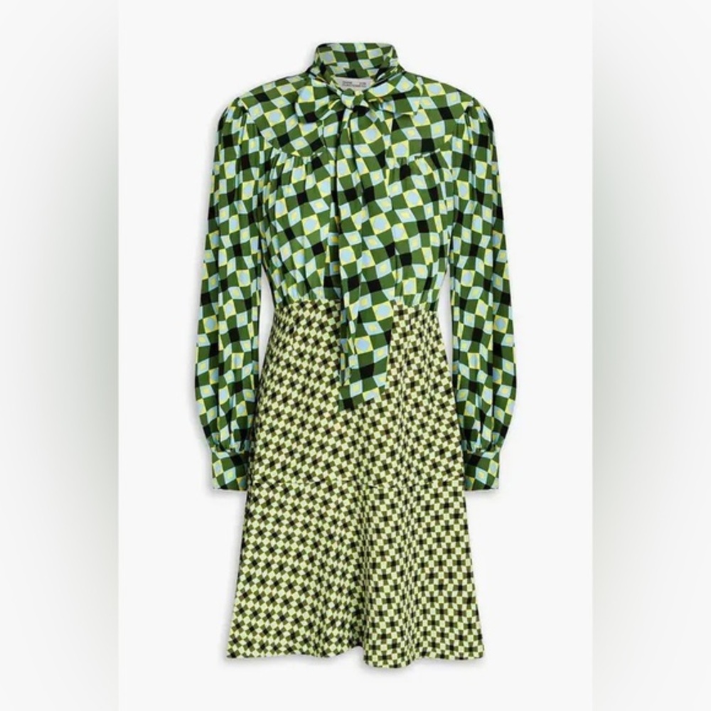 DIANE VON FURSTENBERG 
Alcina Printed Crepe And Jersey Mini Dress 12